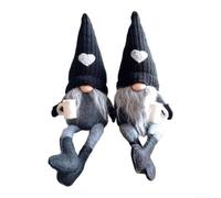Set of 2 Coffee Gnome Decorations Handcrafted from Soft Plush Fabric, for Adding Cozy Charm to For Home Office, Kitchen, or Coffee Shop Spaces (Black)
