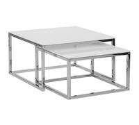 Beliani Nest Of 2 Tables White With Silver Brea, White