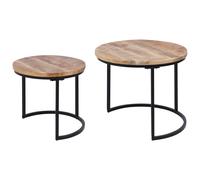 Set of 2 Coffee Tables CLATON Brown