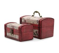 Set Of 2 Colonial Style Rose Design Decorative Boxes