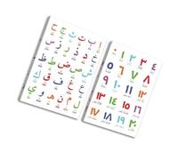 Set of 2 colorful Arabic Islamic alphabet and numbers poster space and prints for kids friendly decoration
