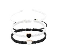Set of 2 Colorful Heart Beaded Matching Bracelets for Couples Adjustable Long Distance Couple Bracelets set Friendships Bracelets set Gift for Boyfriend Girlfriend on Couples Anniversary Valentines, 5