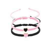 Set of 2 Colorful Heart Beaded Matching Bracelets for Couples Adjustable Long Distance Couple Bracelets set Friendships Bracelets set Gift for Boyfriend Girlfriend on Couples Anniversary Valentines, 5