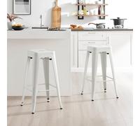Set of 2 Colton 'Tolix' Style Metal Stackable Retro Industrial Bar Stools FurnitureboxUK White One Size