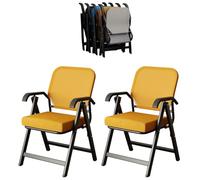 Set of 2 Comfy Folding Office Chairs with Arms High Back Desk Chairs Breathable Mesh Heavy-Duty Metal Support Ideal for Home & Office (Yellow)