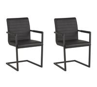 Beliani Set of 2 Conference Chairs BUFORD Faux Leather Black, Black
