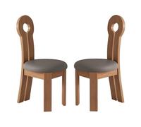 Set of 2 Contemporary Upholstered Dining Chairs - Stylish Design with Cozy Backrest for Kitchen & Living Room - Light Walnut & Dark Gray - Ideal Home Decor Accent