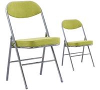 Set of 2 Corduroy Folding Chairs Upholstered with Sturdy Metal Frame, Perfect for Dining Room, Office, Reception, Space Saving Design