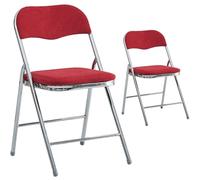 Set of 2 Corduroy Upholstered Folding Chairs, Sturdy Metal Frame, Space Saving Design for Dining Room, Office, Reception Area