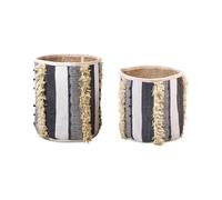 Set of 2 Cotton Baskets Beige and Grey KOTKAI