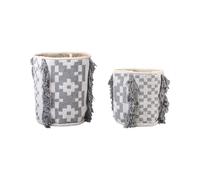 Set of 2 Cotton Baskets Off-White and Grey KALAI