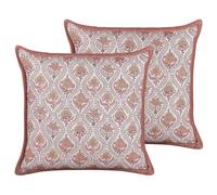 Set of 2 Cotton Cushions Flower Pattern 45 x 45 cm Red and White PICEA