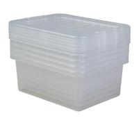 (Set of 2) Crystal Clear 11L/14L/17L/25L/31L/32L/37L/45L/60L/62L/80L Plastic Storage Box With Secure Clip on Lid Stackable Organizing Box Transparent Container (Plastic, 17 Litre container)