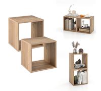 Set of 2 Cube Storage Organizer Stackable Open Bookcase Display Rack Bookshelf