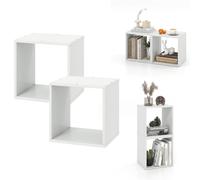 Set of 2 Cube Storage Organizer Stackable Open Bookcase Display Rack Bookshelf