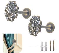 Set of 2 Curtain Tieback Hooks Window Drapery Medallion Holdbacks Wall Mounted Drapery Holdbacks Curtain Pullbacks Tie Backs for Curtains (Bronze)