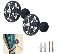 Set of 2 Curtain Tieback Hooks Window Drapery Medallion Holdbacks Wall Mounted Drapery Holdbacks Curtain Pullbacks Tassel Curtain Tie Curtain Holders Hooks for Curtain Tiebacks (Black)