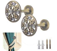 Set of 2 Curtain Tieback Hooks Window Drapery Medallion Holdbacks Wall Mounted Drapery Holdbacks Curtain Pullbacks Tassel Curtain Tie Curtain Holders Hooks for Curtain Tiebacks (Bronze)