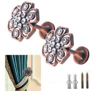 Set of 2 Curtain Tieback Hooks Window Drapery Vintage Wall Hooks Holdbacks Decorative Curtain Hooks Mounted Drapery Holdbacks Curtain Wall Hooks for Curtains (Red Bronze)