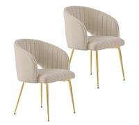 Set of 2 Curved Back Dining Chairs Upholstered Kitchen Chairs with Gold Legs Modern Dining Room Furniture Elegant Living Room & Bedroom Accent Chairs