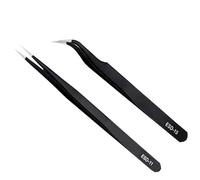 Set of 2 Curved Tweezers Anti-Static Narrow Tick Tweezer Geocaching Tool