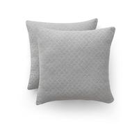 Set of 2 Cushion Cover Smooth Cotton Jacquard Rhombus 45 x 45 - Decorative Cushion Covers Sofa Quilt with Zip Cotton Breathable and Soft, Grey