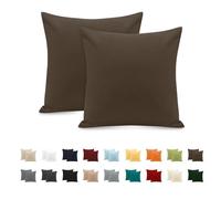 Set of 2 Cushion Covers, 100% Cotton, 65 x 65 cm, 2 Pieces, Super Soft Premium Jersey Pillowcase, Light Brown