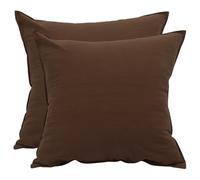 Set of 2 Cushion Covers 45 x 45 cm 18x18 inch Square Solid Colour Sofa Cotton Cushions Cover with Zip Closure for Office Car Couch Bedroon Living Room Decor 519-0413