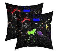 Set of 2 Cushion Covers, Gamer Cushion Covers, 45 x 45 cm, Soft Gaming Game Room Decor, Square, Decorative Cushion Cover for Couch, Sofa, Bedroom, Gamepad Cushion Cover, Sofa Cushion, Couch Cushion
