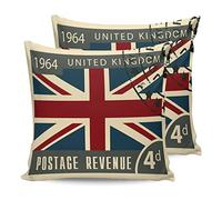 Set Of 2 Cushion Covers Modern Antique Style Stamp Pillow Case Printed Sofa Cushion Cover, For Bar, Indoor, 45x45cm