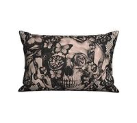 Set Of 2 Cushion Covers Vintage Gothic Lace Black Skull Rose Decorative Pillowcases Soft Throw Pillow Case Fashion Cushion Case, For Indoor, Sofa, Couch, 60x40cm