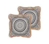 Set of 2 Cushions Boho Motif 45 x 45 cm Beige and Black AGRIMONY