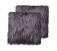 Set of 2 Cushions COROKIA Faux Fur 45 x 45 cm Solid Dark Grey