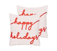 Set of 2 Cushions EXACUM Cotton 45 x 45 cm Solid Embroidery White
