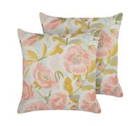 Set of 2 Cushions Floral Pattern 45 x 45 cm Pink and Blue ZAHRIYE