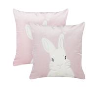Set of 2 Cushions IBERIS Velvet 45 x 45 cm Animal Embroidery Pink