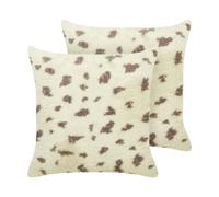 Set of 2 Cushions KASRA Faux Fur 45 x 45 cm Abstract Beige