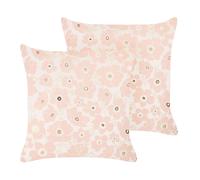 Set of 2 Cushions TRITELEIA Velvet 45 x 45 cm Floral Pink