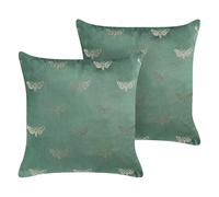 Set of 2 Cushions YUZURI Velvet 45 x 45 cm Animal Emerald Green