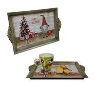 Set of 2 Cute Christmas Gonk Tea Serving Tray Plastic Drinks Lap Snack Tray 40cm x 26cm