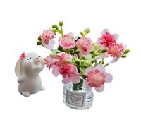 Set of 2 Cute Mini Bunny & Daisy Flower Vase Car Ornaments - Rearview Mirror Dashboard Decorations, Scented Rabbit, Blossom Vase for Women’s Car Interiors (C)