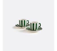 Set of 2 Darcy Dolomite Cups & Saucers Green