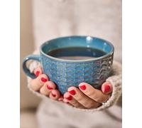 Set of 2 Dark Blue Large Stoneware Cups Coffee Mugs Dibor Blue 2 Pack