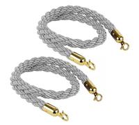 Set of 2 Dark Gray Hemp Stanchion Ropes, 4ft Twisted Braided VIP Queue Line Dividers, Crowd Control for Events, Parties, Movie Sets, Silver Hooks