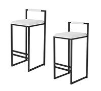 Set of 2 Dark Gray Velvet Bar Stools - Soft Upholstered High Chairs with Backrest & Footrest for Kitchen Counter & Breakfast Bar - Slish Dining Fur for Modern Home
