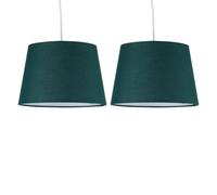 Set of 2 Dark Green 23cm Tapered Cylinder Pendant or Lamp Shades