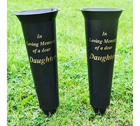 Set of 2 Daughter In Loving Memory Spiked Memorial Grave Flower Vases