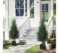 Set of 2 Decorative Artificial Plant, Fake Plants for Home Decor HOMCOM Green One Size