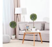 Set of 2 Decorative Artificial Plants Ball Trees with Lavender Flowers in Pot Fake Plants for Home Indoor Outdoor Decor