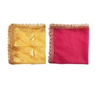 Set of 2 Decorative Chunari Pooja Chunar Netted Cloth (Size:- 42 " X 18" Inches) Pooja Chunni Indian Traditional Festival New year Gifts Chunar MATA Ki Chunri Statue Chowki Aasan Mat (Pink,Cream)
